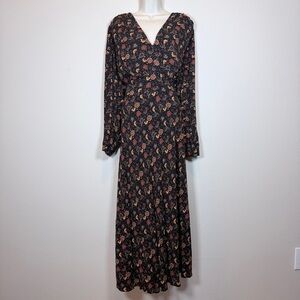 Lane Bryant Dark Floral Long Sleeve Dress Size 22